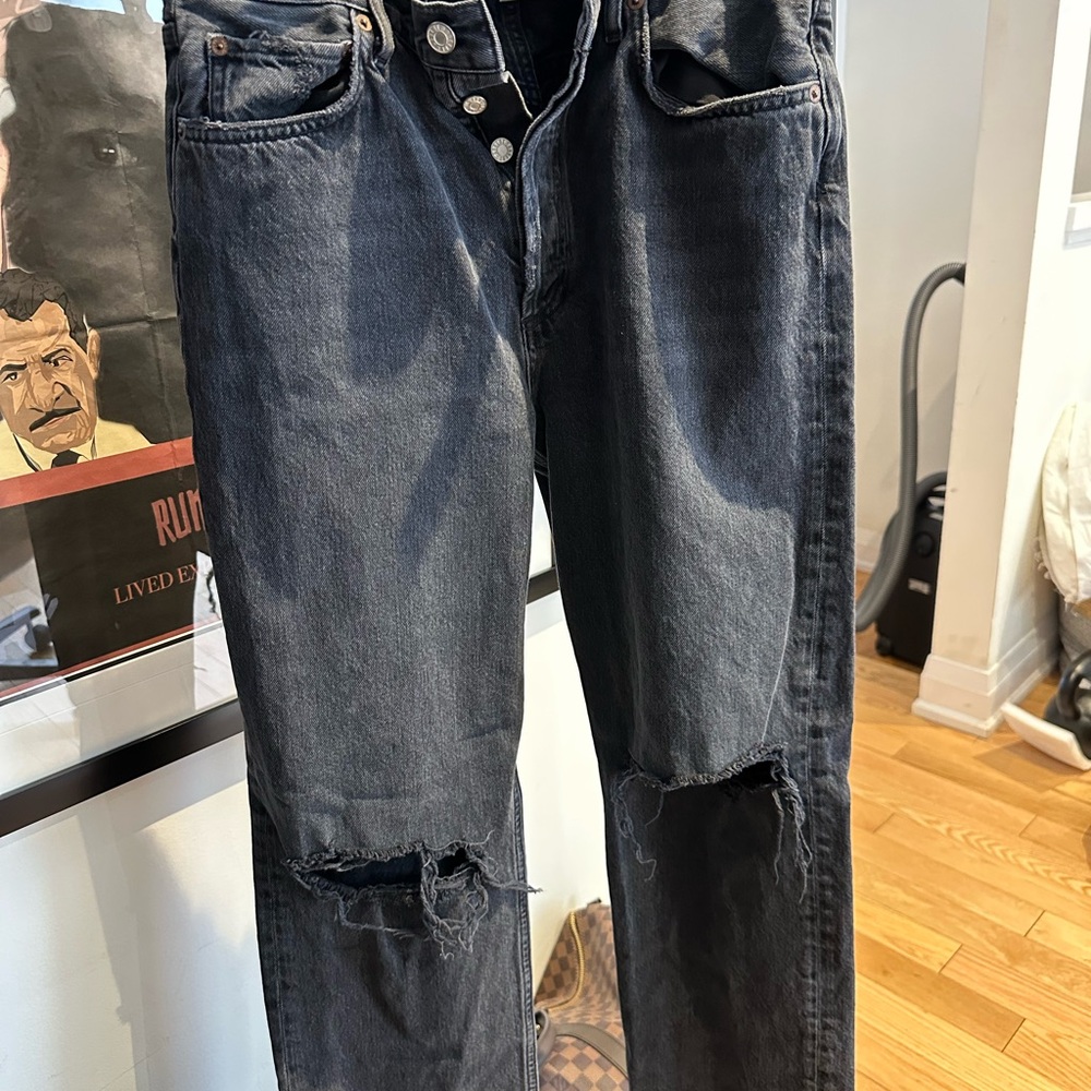 Agolde Dark Gray Distressed Jeans
